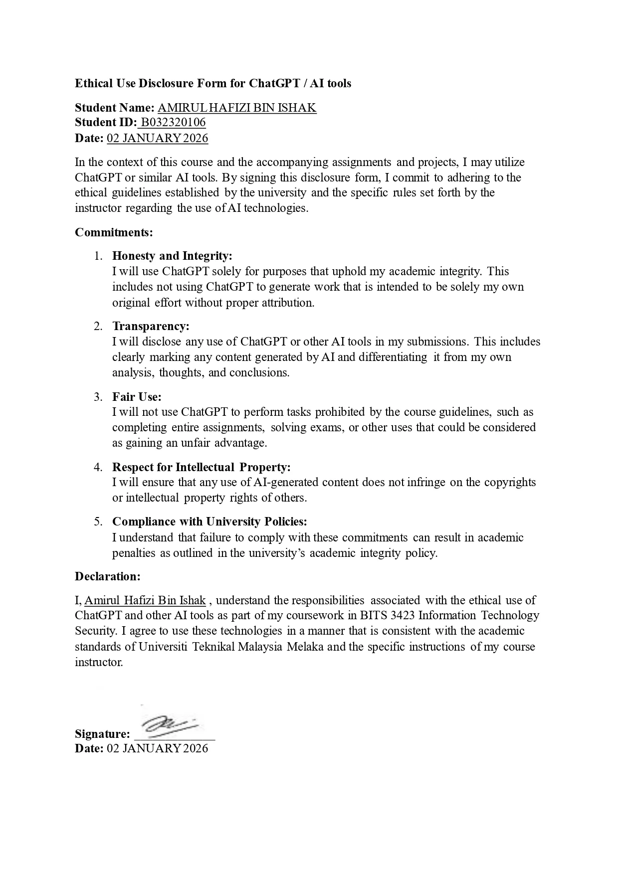 Disclosure Letter - Amirul Hafizi