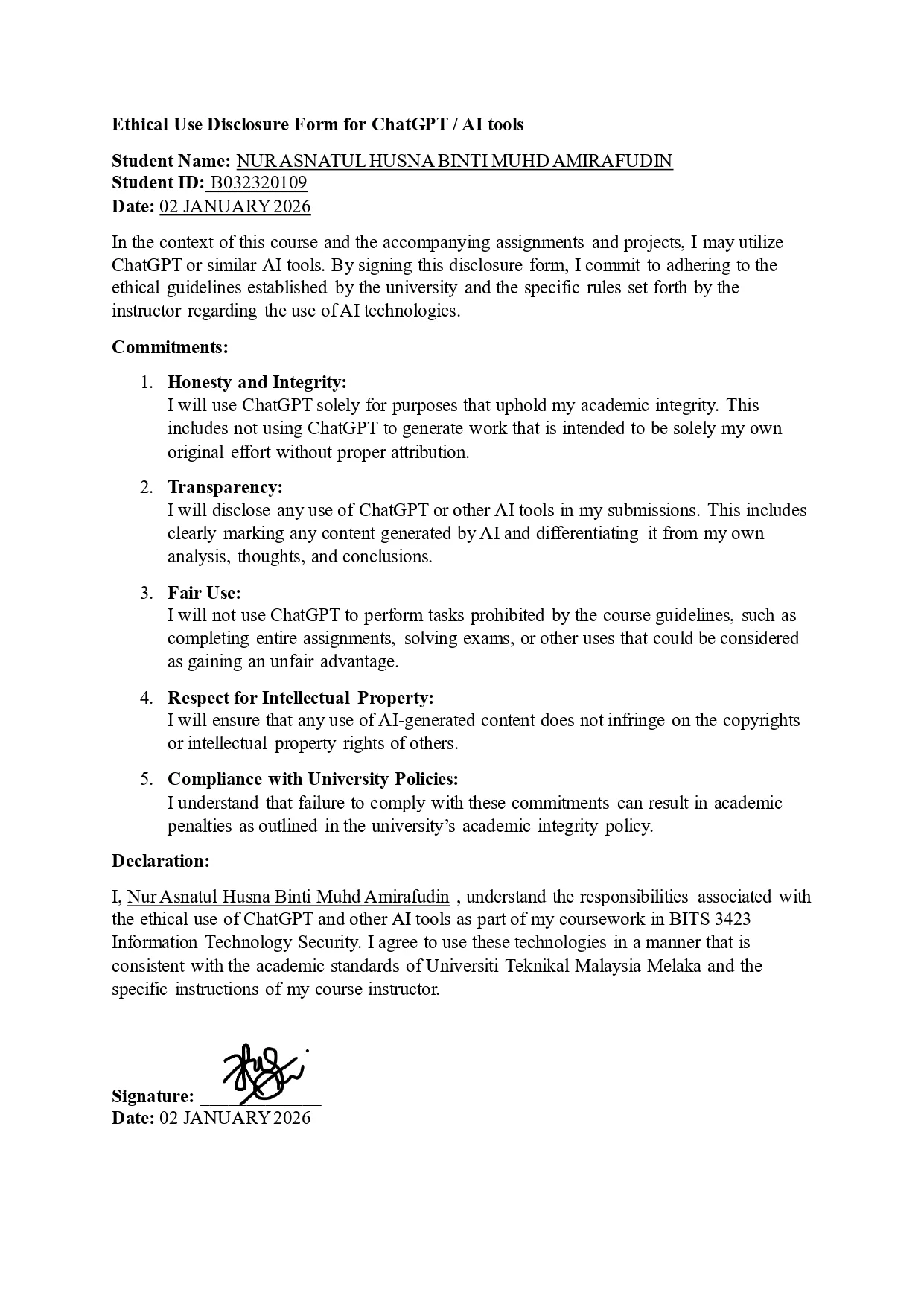 Disclosure Letter - Asnatul Husna